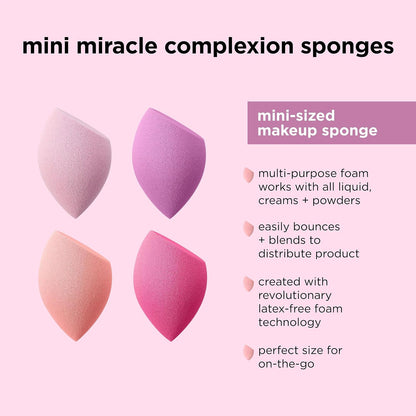 Real Techniques Mini Miracle Complexion Sponge for Makeup, 4 Count