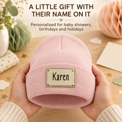 EDSG Personalized Baby Beanie Hat, Custom Winter Knit Name Hat for Newborn Infant Adult