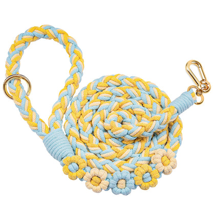 5FT Braided Cotton Rope Leash for Small, Medium and Large Dogs, Red & White Twist