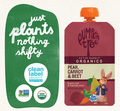 Pumpkin Tree Peter Rabbit Organics, Banana, Mango, and Kale, 4 Squeeze Pouch, Mango, Broccoli & Kale, 4.4 Ounce (Pack of 10)