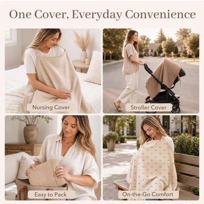 Konssy Muslin Nursing Cover Up for Breastfeeding with Rigid Hoop
