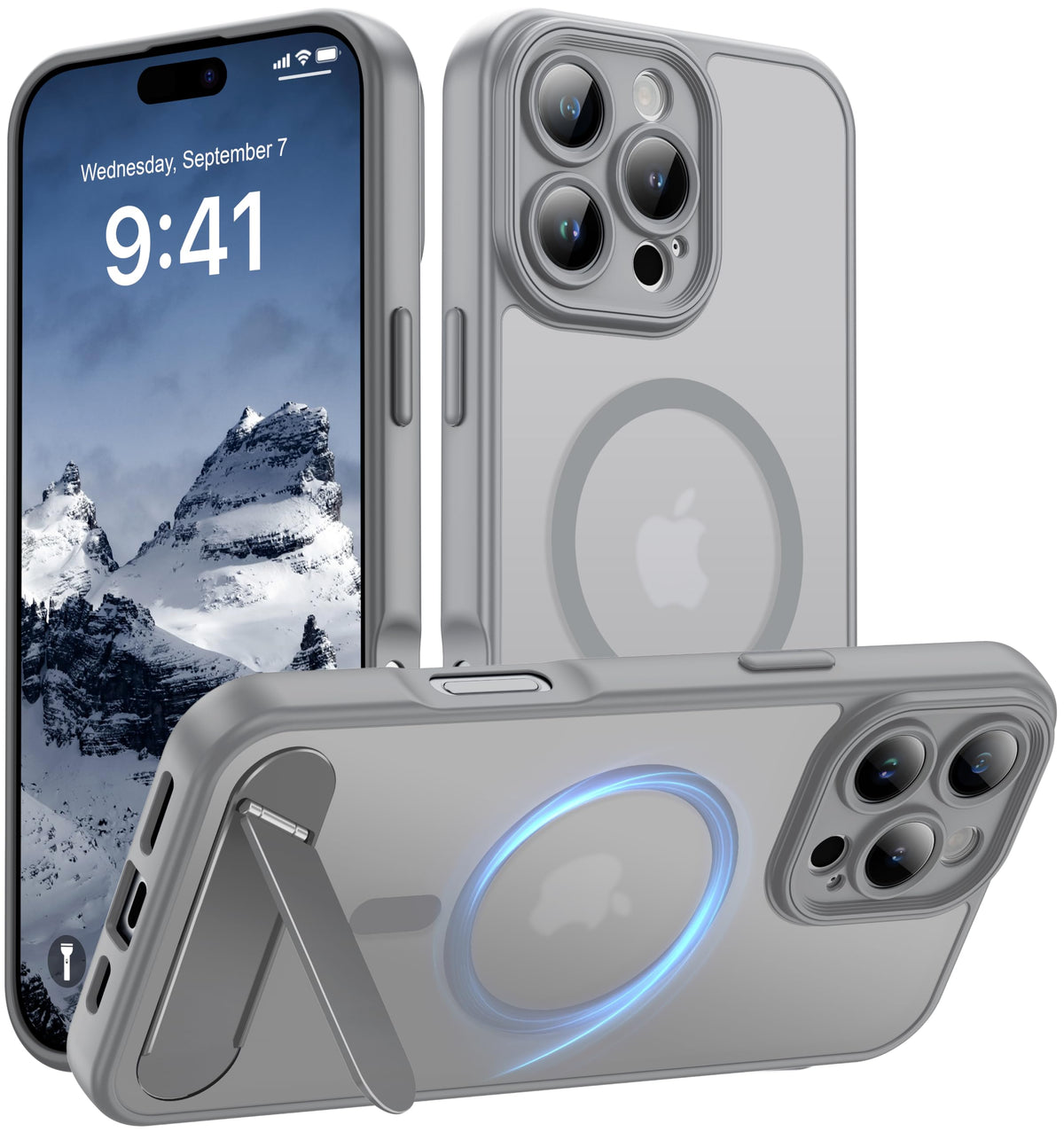 Magnetic Compatible with iPhone 16 Case, [Built-in Kickstand][Full Camera Protection][Compatible with MagSafe][Anti-Fingerprint] Shockproof Phone Case for iPhone 16 6.1",Brown
