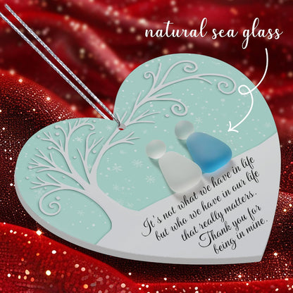 Real Sea Glass Friendship Ornament, for Women Birthday