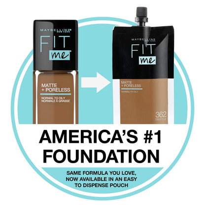 Maybelline Fit Me Matte + Poreless Liquid Oil-Free Foundation Makeup, Sun Beige, 1 Count (Packaging May Vary)