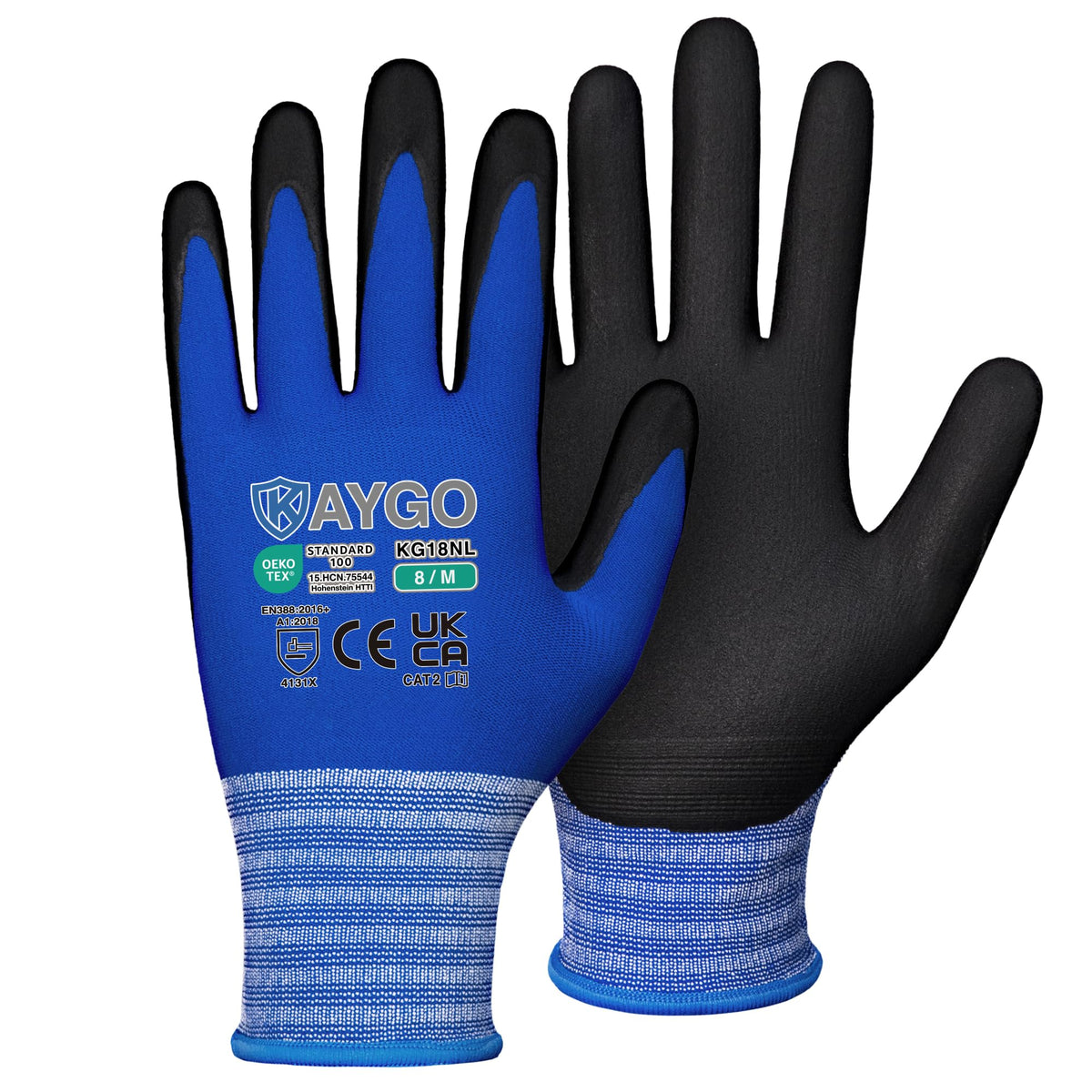 KAYGO Safety Work Gloves MicroFoam Nitrile Coated 12 Pairs, KG18NH