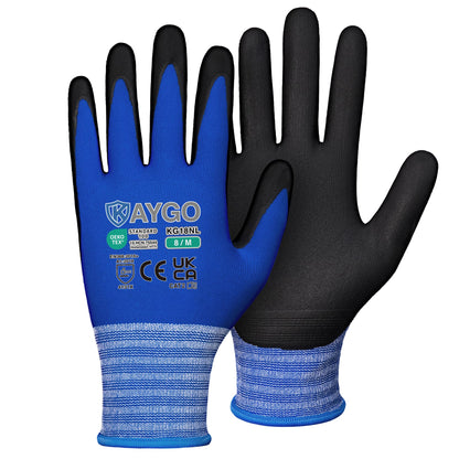 KAYGO Safety Work Gloves MicroFoam Nitrile Coated 12 Pairs, KG18NH