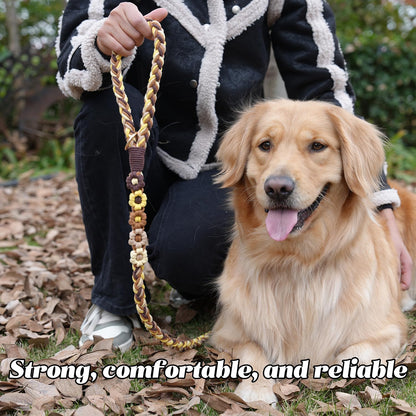 5FT Braided Cotton Rope Leash for Small, Medium and Large Dogs, Red & White Twist
