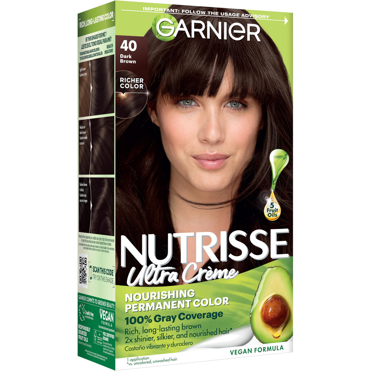 Garnier Nutrisse Ultra Crème Hair Color, 33 Darkest Golden Brown, 1 Count