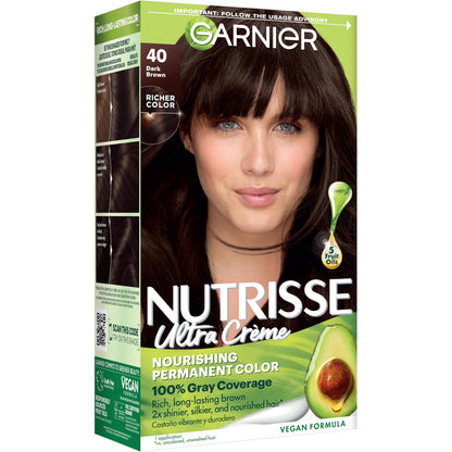 Garnier Nutrisse Ultra Crème Hair Color, 33 Darkest Golden Brown, 1 Count