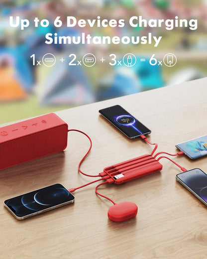 charmast Portable Charger Power Bank with Reinforced Built-in 4 Cables