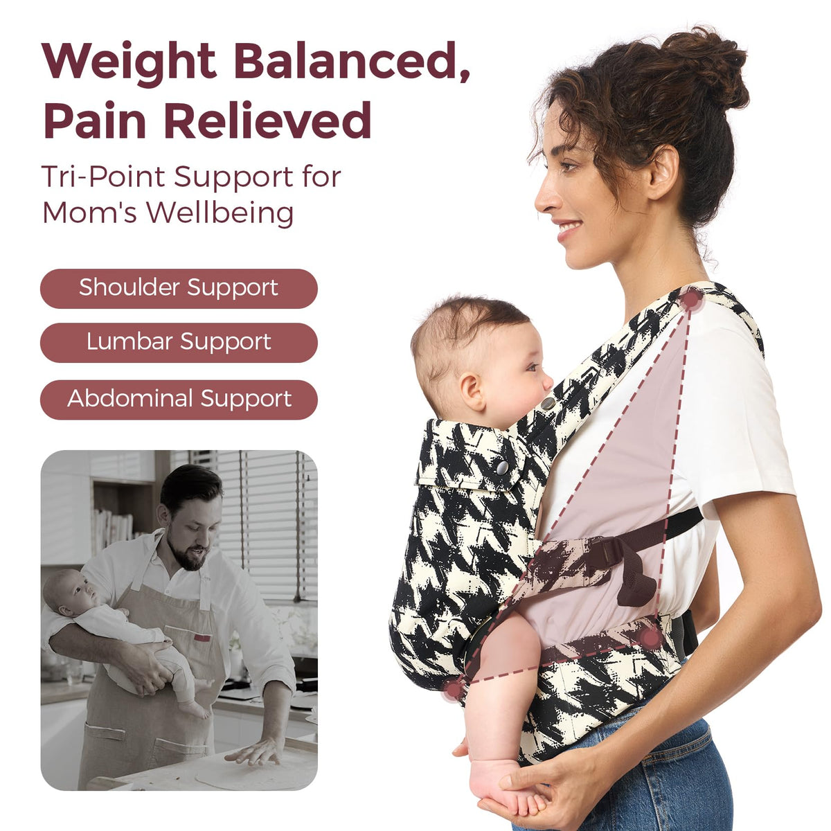 Momcozy PureHug Baby Carrier - Ergonomic, Cozy and Lightweight for 7-45 lbs