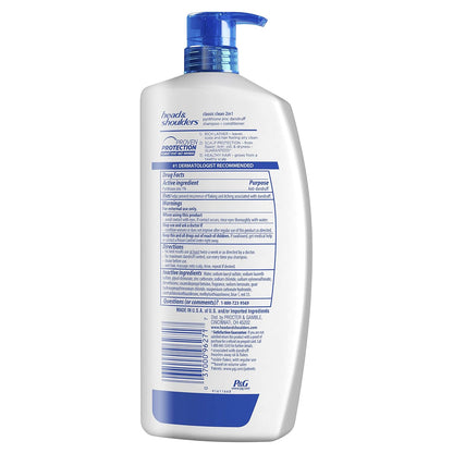 Head and Shoulders Classic Clean Anti-Dandruff 2 in 1 Paraben Free Shampoo and Conditioner, 32.1 fl oz