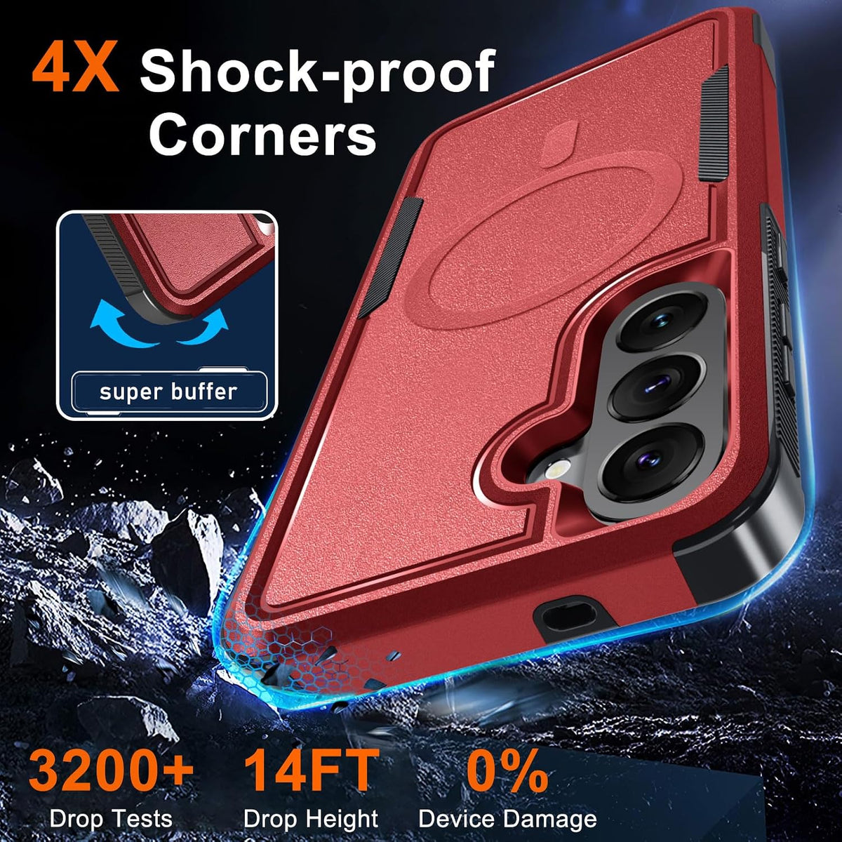 for Samsung Galaxy S24 FE Case, Full Body Heavy Duty Cover, Black Matte