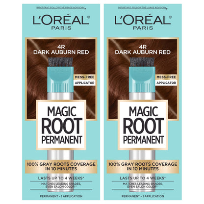 L'Oreal Paris Magic Root Permanent Hair Color Kit, 100% Gray Hair Coverage In Just 10 Minutes, Precision Brush Applicator for Seamless Application, 4 Dark Brown (1 Count)