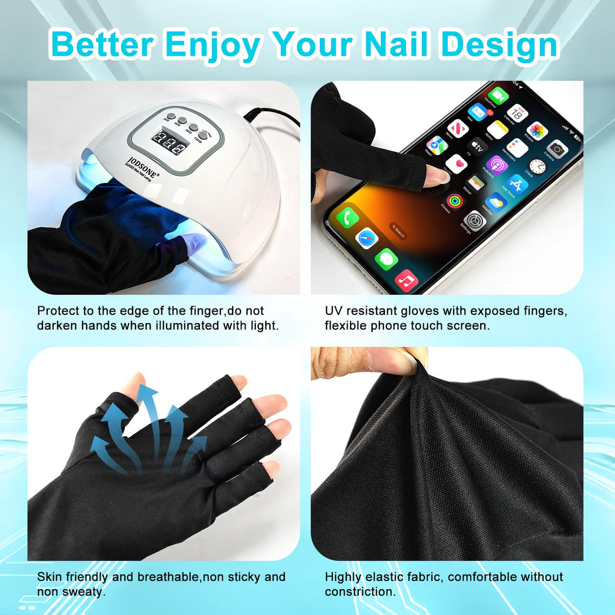 JODSONE Gel Nail Kit,210Pcs BS-74 Short Almond Nail Tips with U V Light