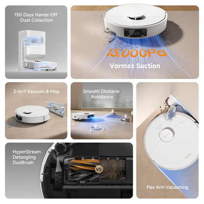 dreame D20 Pro Plus Robot Vacuum and Mop, Detangling DuoBrush for Pet Hair