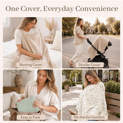 Konssy Muslin Nursing Cover Up for Breastfeeding with Rigid Hoop
