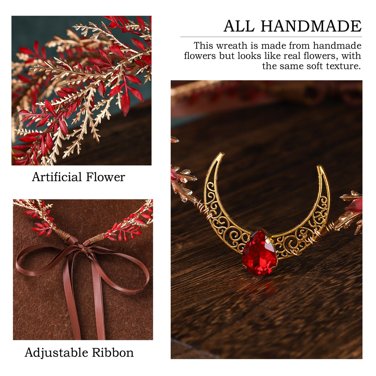 MOSTORY Renaissance Fairy Flower Crown, Woodland Elf Crown Headpiece