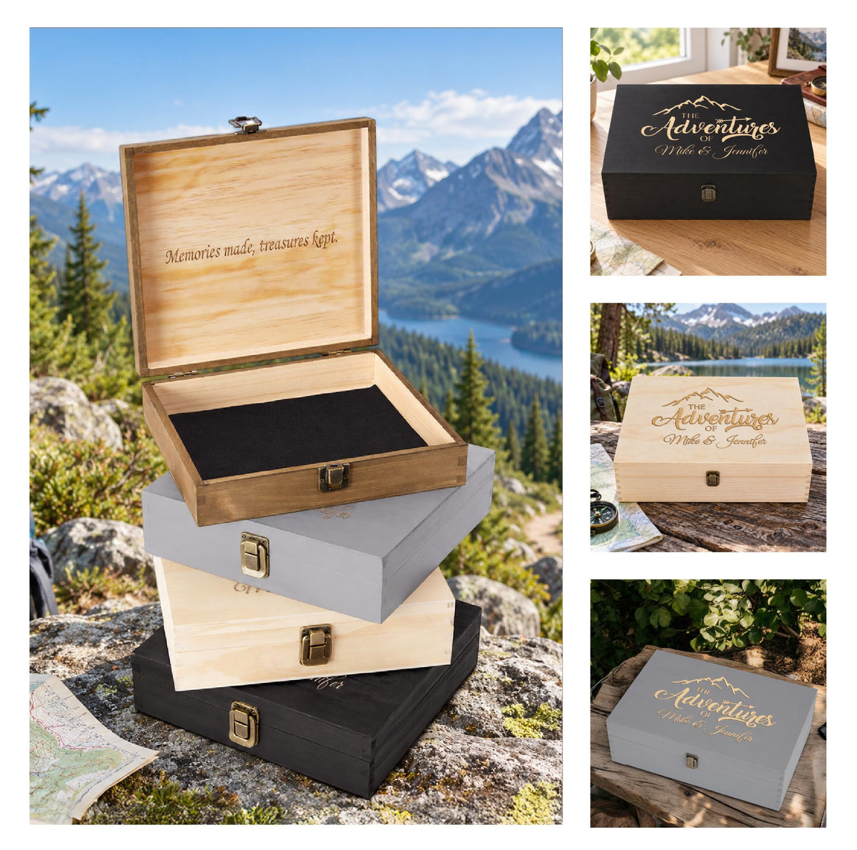 Personalized Wooden Keepsake Box, Custom Engraved Memory Box with Lid
