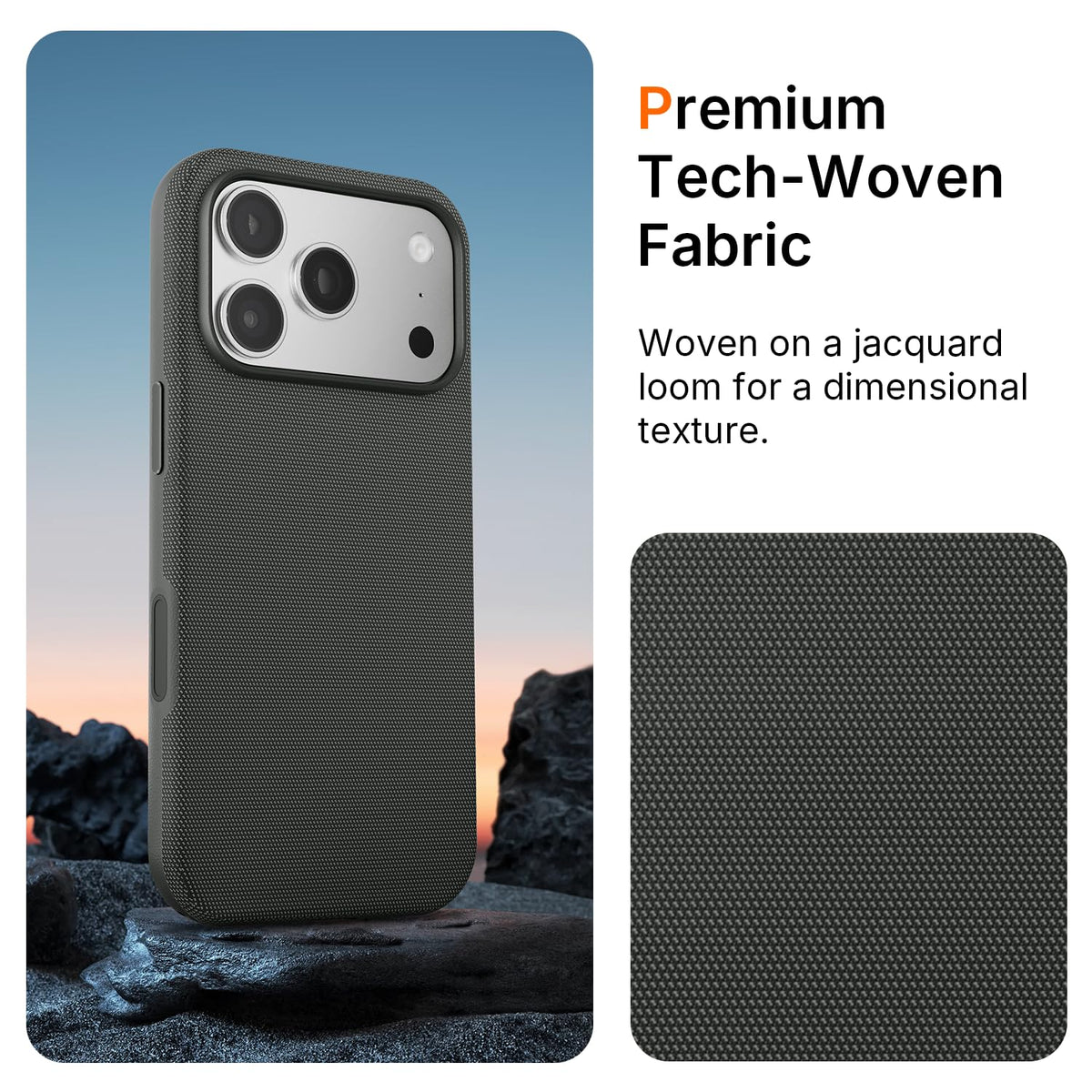 Mkeke for iPhone 17 Pro Max Case Techwoven Green, [Compatible with MagSafe] [Camera Control Cover] [Premium Tech Woven Fabric] [Drop Protection] Shockproof Skin-Friendly