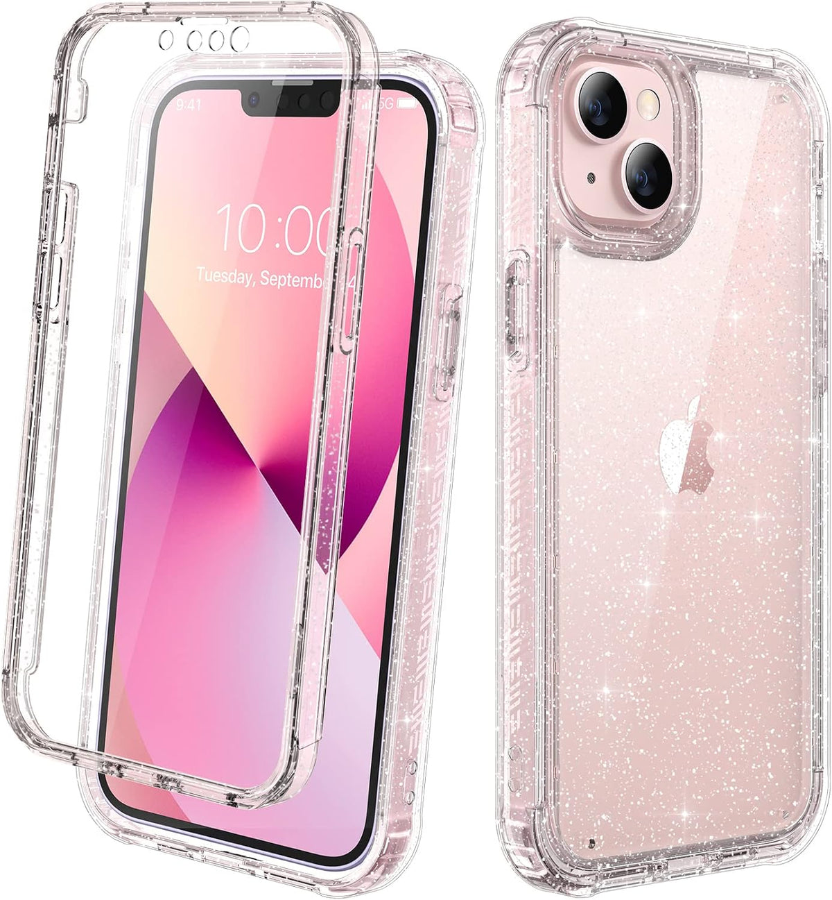 Diaclara Designed for iPhone 15 Plus Case 6.7 Inch, Full-Body Clear Bumper Cases w/Built-in Screen Protector, 360 Protective Rugged Case + Glass Camera Lens Protector,Mint Green