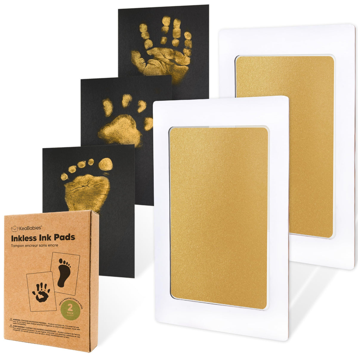 4pk Inkless Baby Hand and Footprint Kit, Mess Free Ink Pads (Jet Black, R)