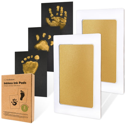 4pk Inkless Baby Hand and Footprint Kit, Mess Free Ink Pads (Jet Black, R)