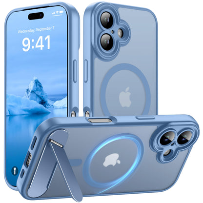 Magnetic Compatible with iPhone 16 Case, [Built-in Kickstand][Full Camera Protection][Compatible with MagSafe][Anti-Fingerprint] Shockproof Phone Case for iPhone 16 6.1",Brown