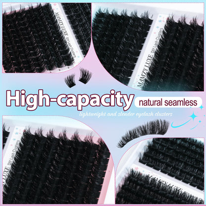 Lash Clusters Wispy 60D Eyelash Clusters 10-18mm Fluff Cluster Eyelash Extensions D Curl No Plastic Feel Individual Lashes Extension 240 Pcs Versatile False Eyelashes Clusters