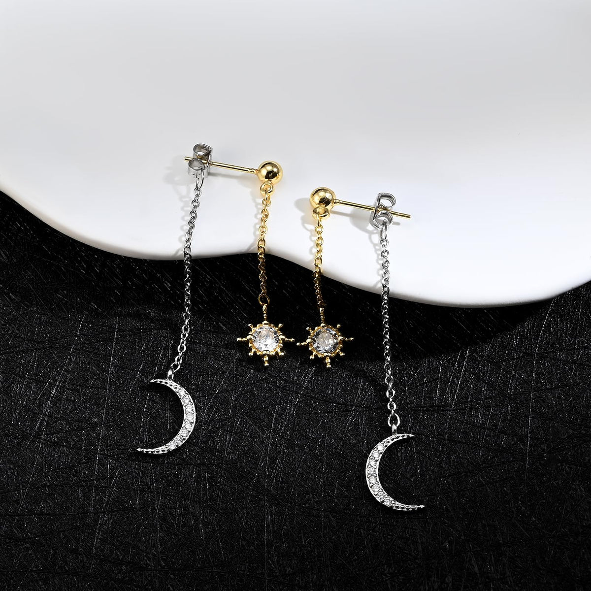 Moon and Star Dangle Earrings