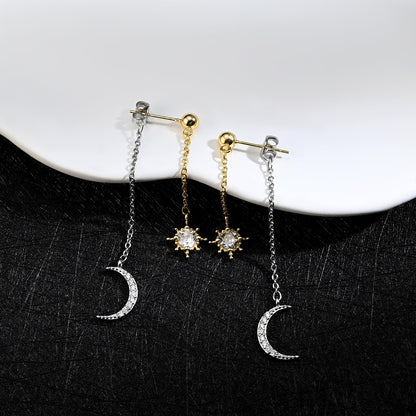 Moon and Star Dangle Earrings
