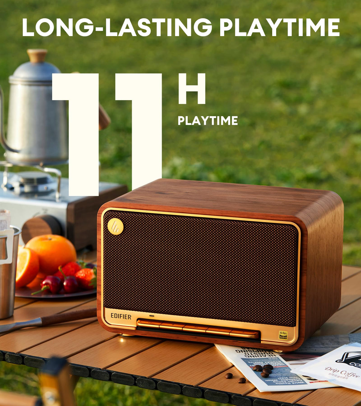 Edifier D32 Retro Wooden Tabletop Wireless Speaker AirPlay2, White