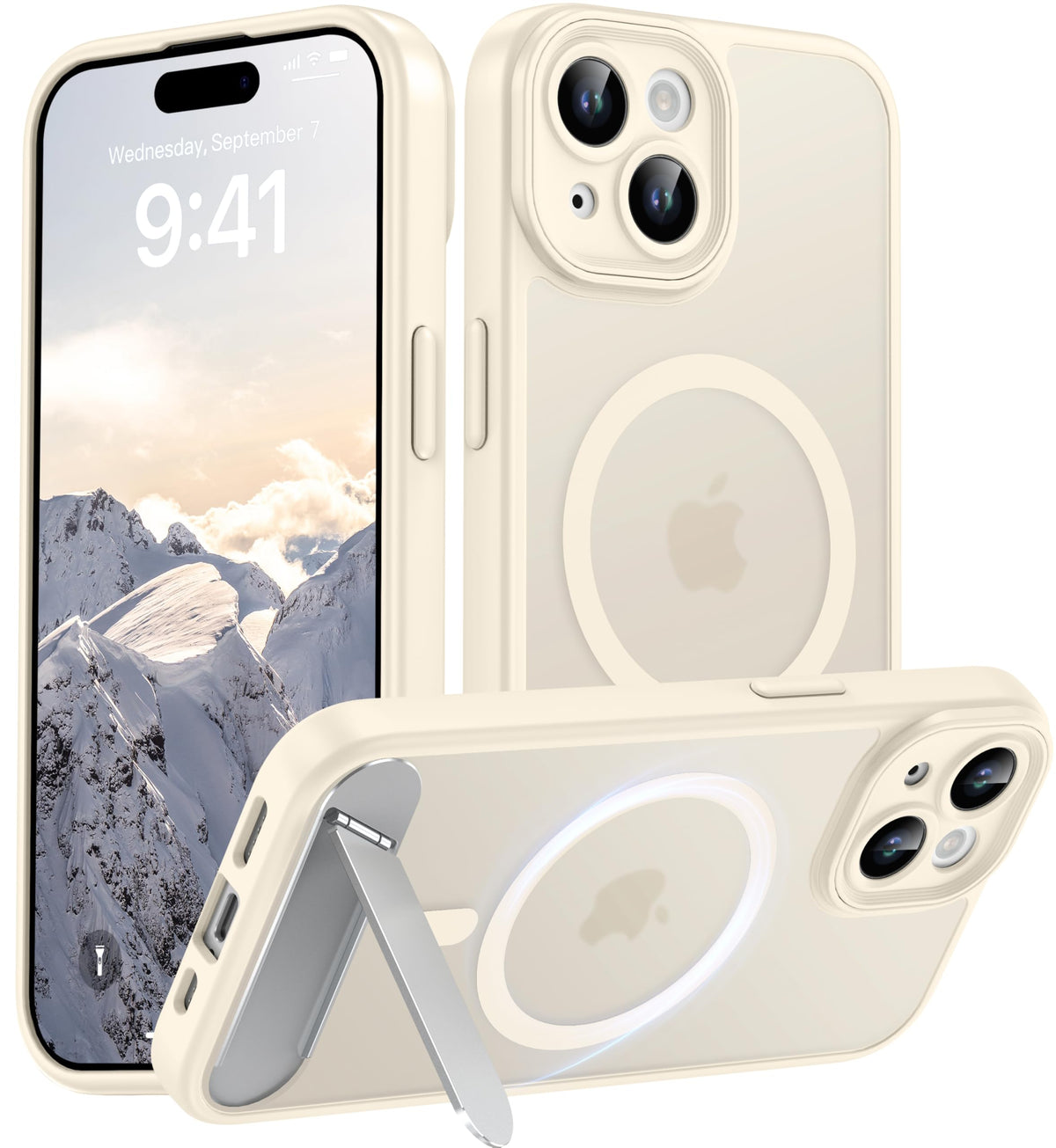Magnetic Compatible with iPhone 16 Case, [Built-in Kickstand][Full Camera Protection][Compatible with MagSafe][Anti-Fingerprint] Shockproof Phone Case for iPhone 16 6.1",Brown