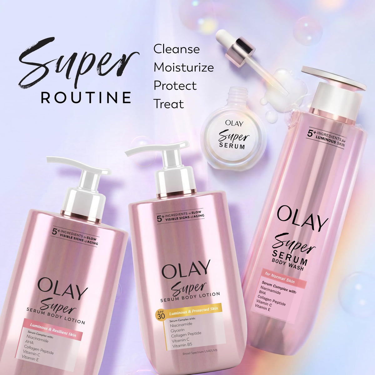 Olay Super Serum Hand & Body Lotion, Luminous & Resilient Skin, 17 fl oz