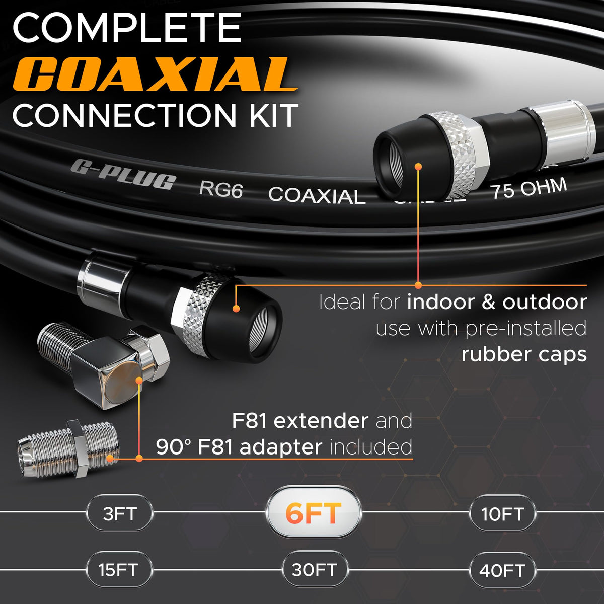 G-PLUG 200FT RG6 Coaxial Cable Extender - Coax Cable Cord, Triple Shielded
