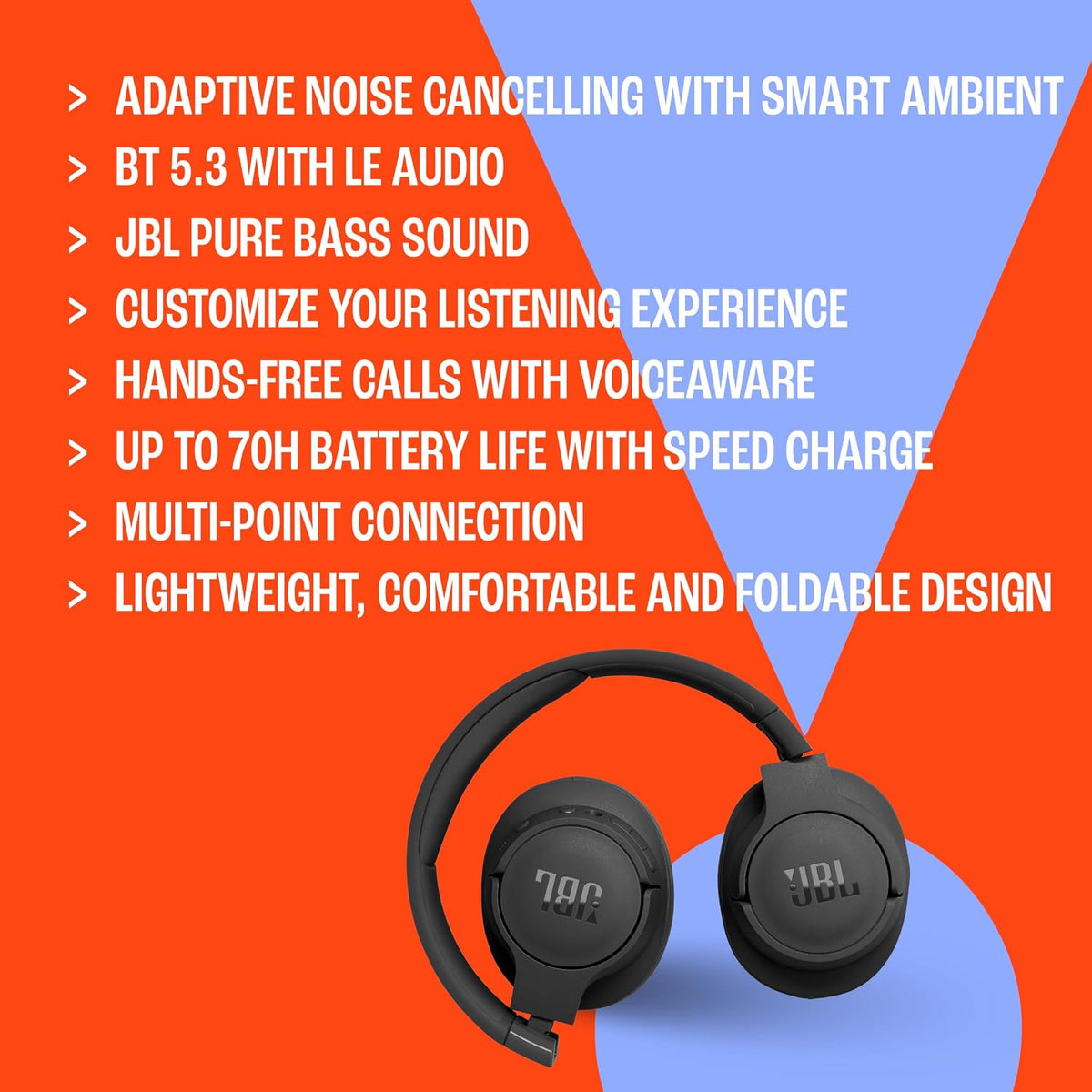 JBL Tune 770NC - Wireless Over-Ear Headphones - White