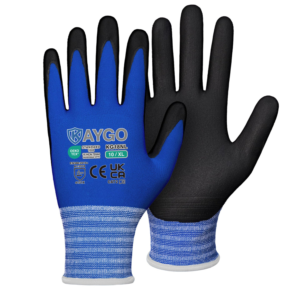 KAYGO Safety Work Gloves MicroFoam Nitrile Coated 12 Pairs, KG18NH