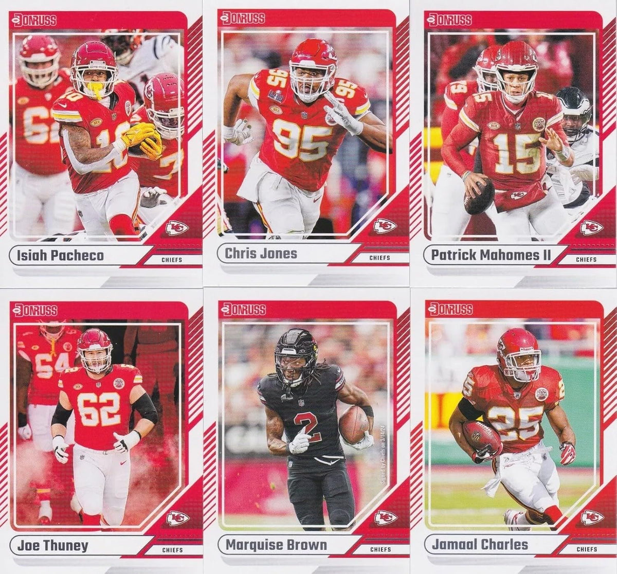 Kansas City Chiefs 2024 Donruss Factory Sealed Team Set Featuring Patrick Mahomes, Travis Kelce and Chris Jones with Xavier Worthy Rated Rookie Card Plus