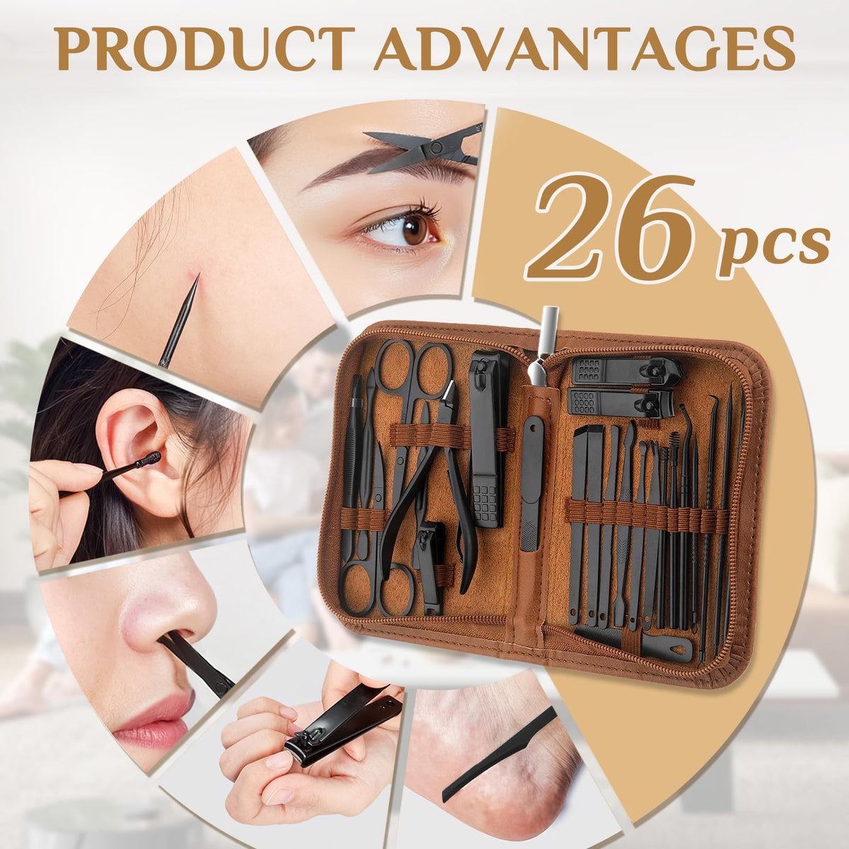 MINKINH Nail Clippers Set Manicure Pedicure Kit, 26-Piece Stainless Steel