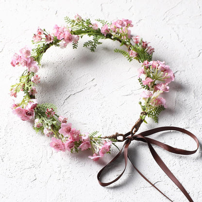 Pink Bohemian Flower Crown, Fairy Babys Breath Flower Headband