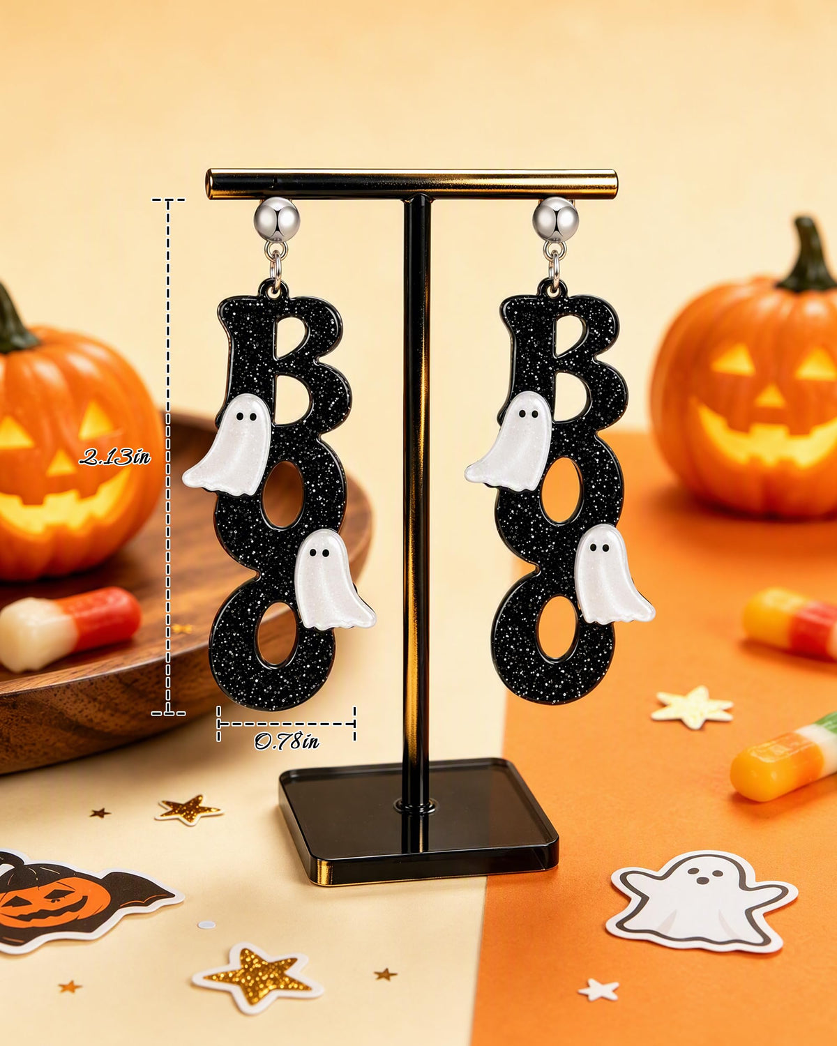 Halloween 3D Skeleton Skull Earrings BOO Ghost Earrings for Women