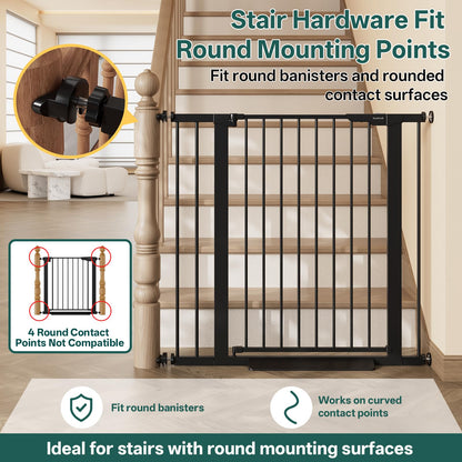 InnoTruth 27-36.6 in Wide Baby Gate for Stairs and Doorways, Black