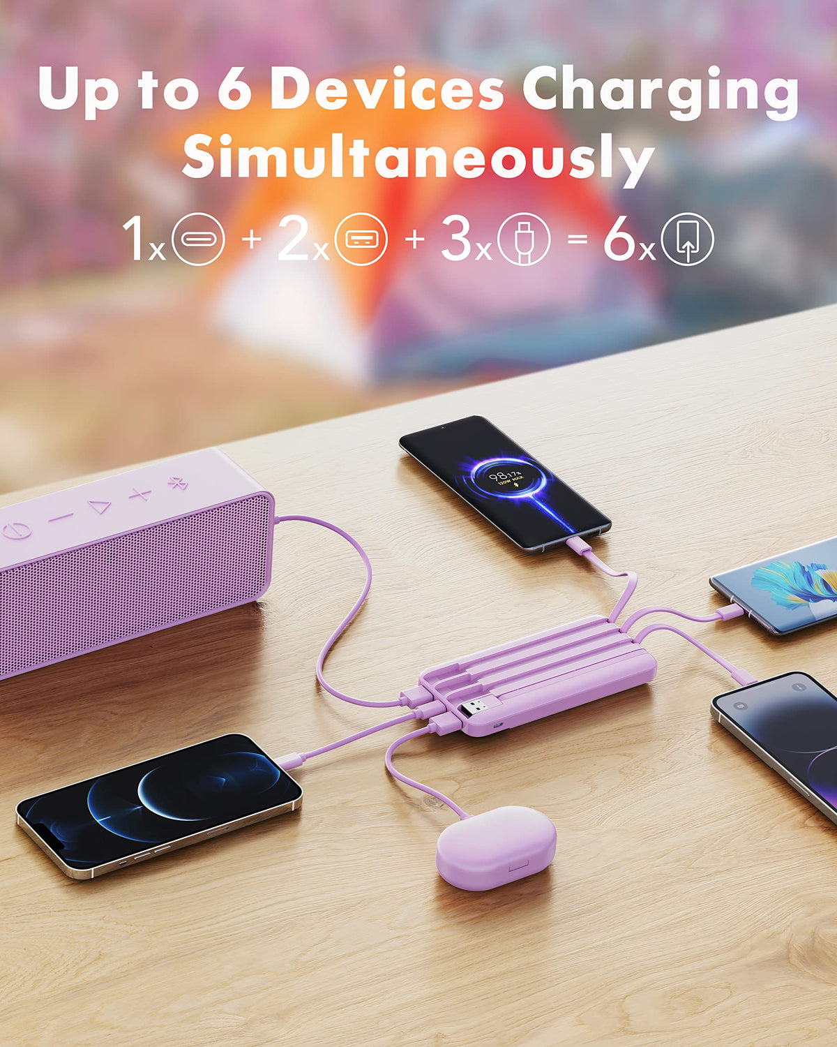 charmast Portable Charger Power Bank with Reinforced Built-in 4 Cables