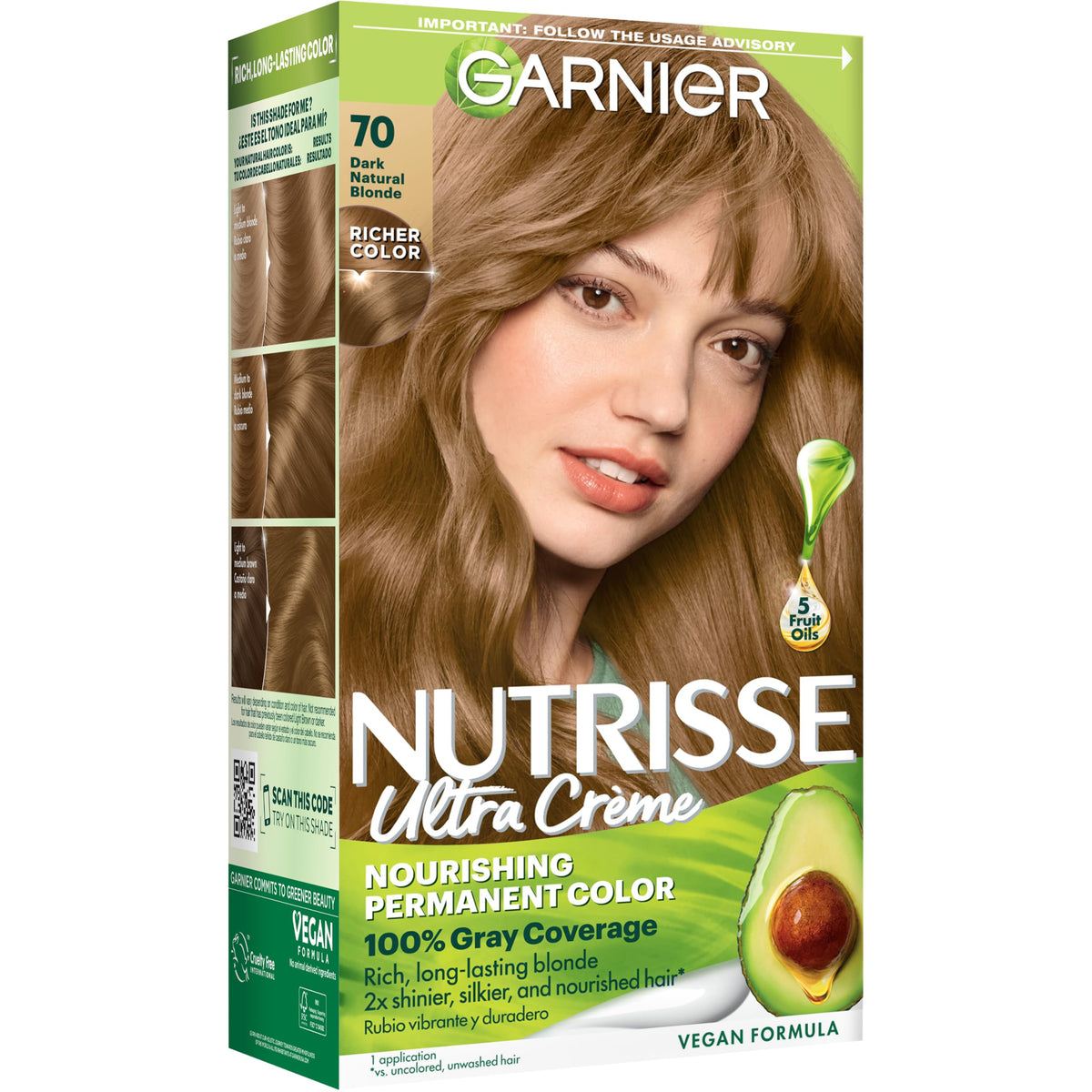 Garnier Nutrisse Ultra Crème Hair Color, 33 Darkest Golden Brown, 1 Count