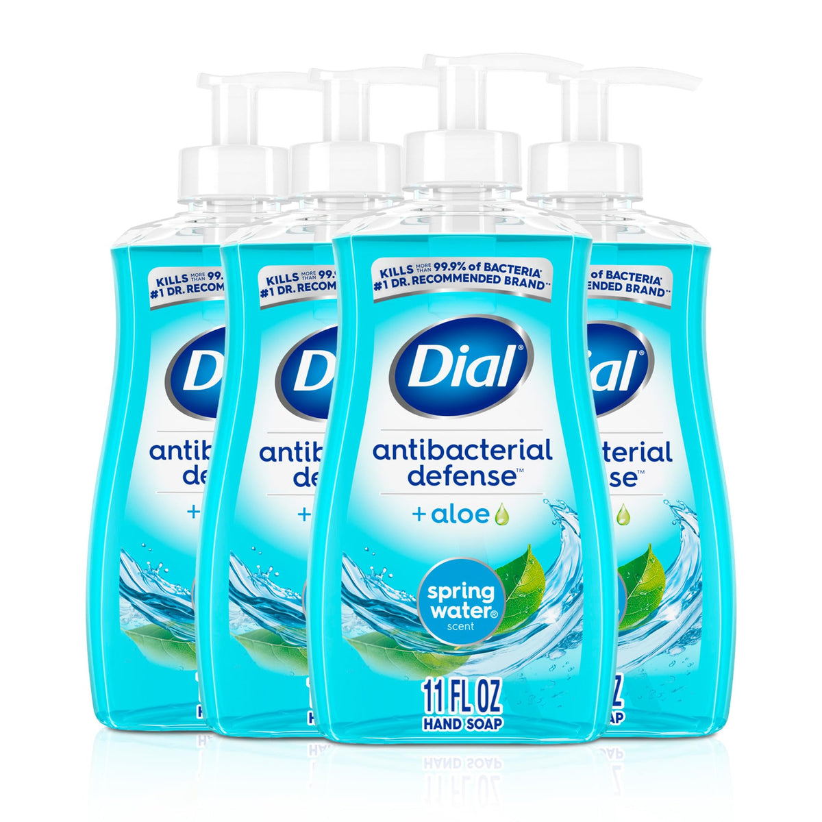 Dial Antibacterial Defense Liquid Hand Soap + Aloe, White Tea Scent, 11 Fl Oz (Pack of 4), Dermatologist-Tested Hand Wash, Gentle Formula