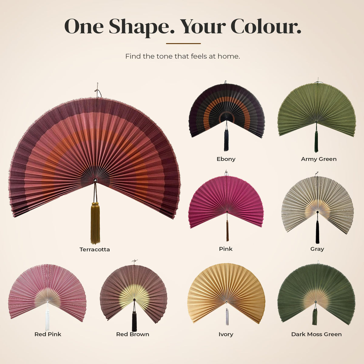 ChumDecor Bamboo Fan Wall Decor, Japanese Wall Fan, Red Brown 40 in