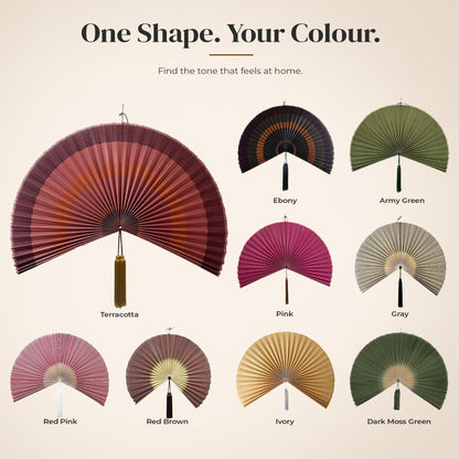 ChumDecor Bamboo Fan Wall Decor, Japanese Wall Fan, Red Brown 40 in