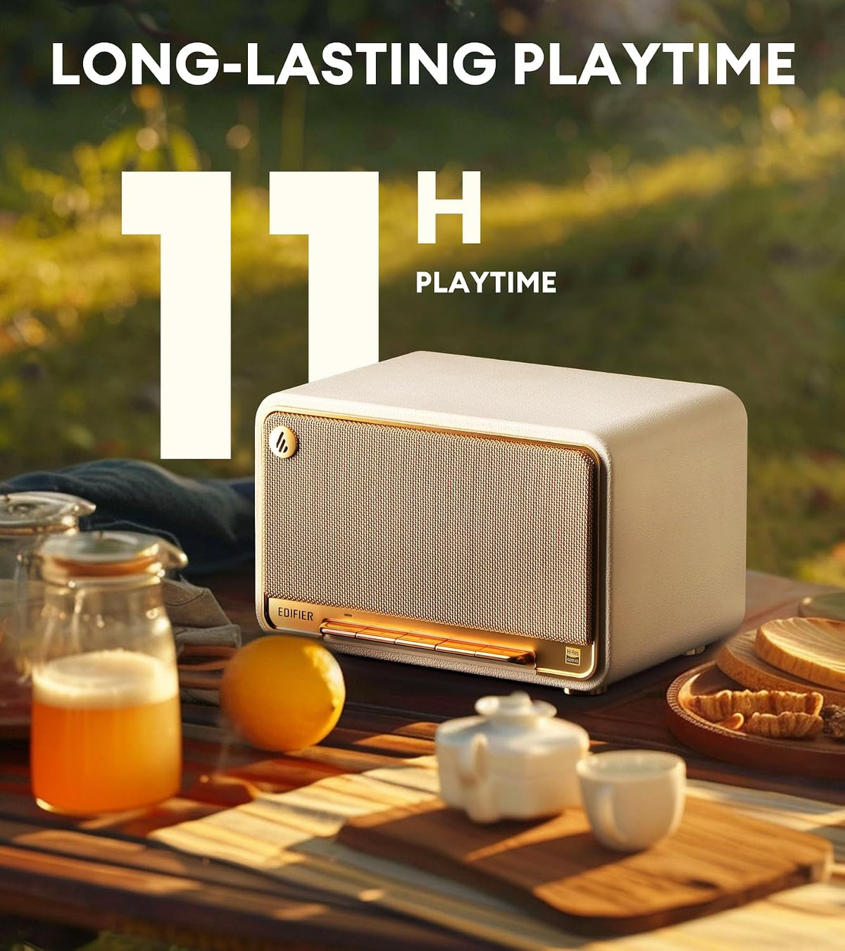 Edifier D32 Retro Wooden Tabletop Wireless Speaker AirPlay2, White