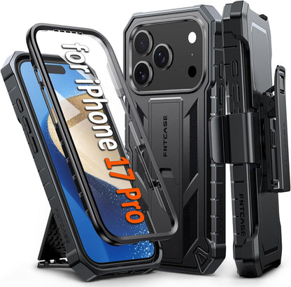 FNTCASE for iPhone 16 Case with Belt Clip and Built-in Screen Protector