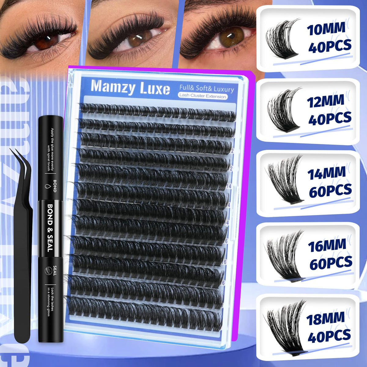 Lash Clusters Wispy 60D Eyelash Clusters 10-18mm Fluff Cluster Eyelash Extensions D Curl No Plastic Feel Individual Lashes Extension 240 Pcs Versatile False Eyelashes Clusters
